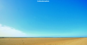 A stretch of Fylde Coast beach photographed on a sunny autumn day.