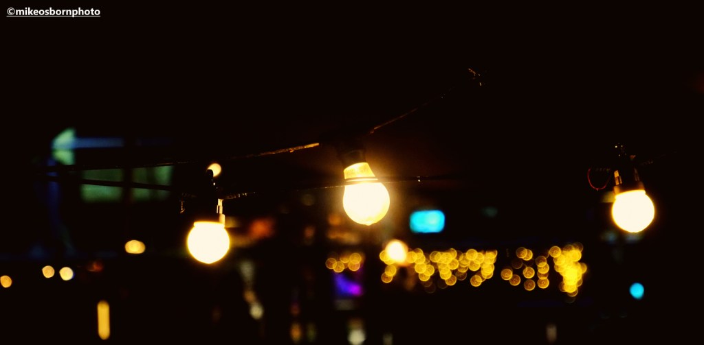 Lightbulbs and a sprinkling of Christmas lights at Salford Quays.