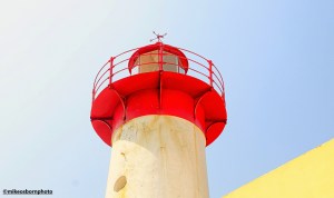 The fortress lighthouse guarding the coast at São Tomé city.