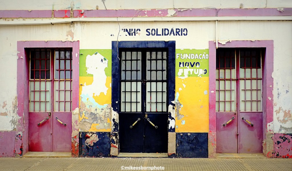 A very colourful but crumbling facade in the capital city of São Tomé e Príncipe.