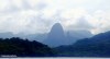 A mountain peak on the island of Príncipe shrouded in cloud.