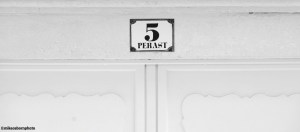 A number five Perast door sign in the Montenegrin town.