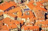 A bird's eye view of the terracotta rooftops of Kotor old town in Montenegro.