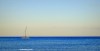 A lone boat moored off the coast of Fuerteventura, Spain.