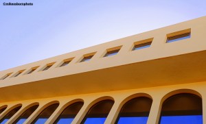 The windows of a large hotel at Costa Calma on the island of Fuerteventura.