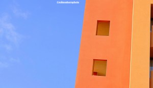 A small section of the pastel-coloured H10 Tindaya hotel at Costa Calma, Fuerteventura.