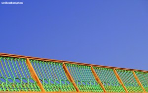 Railings of St Annes Pier captured on a beautiful day on Lancashire's Fylde Coast.