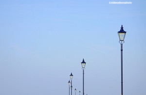 A cluster of streetlamps along the Fylde Coast pathway at Lytham St Annes.