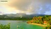 A view of Mohéli's mountain and coast from the Laka Lodge lookout in the Comoros.