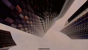 An overhead dusk view of Manchester's New Jackson skyscrapers.