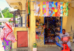 A shop on a street corner in the Comoros city in Mutsamudu crammed with goods.