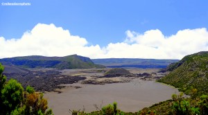 A view of the crater of Mount Karthala, an active volcano in the Comoros Islands.