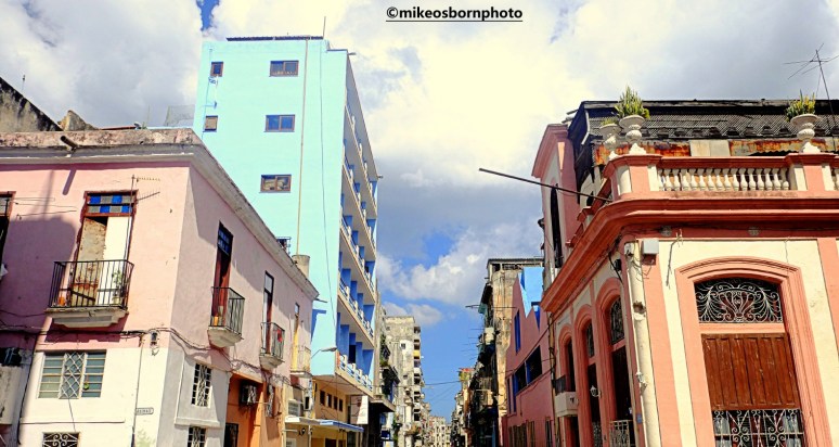 A jumble of multi-coloured buildings in the Cuban capital Havana.