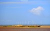 Wind turbines off the coast of the Wirral peninsula north of Hoylake.