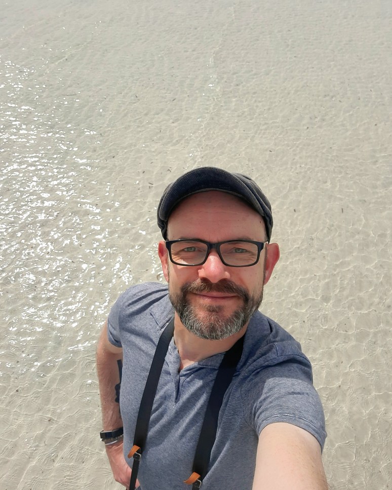 Author Mike Osborn enjoying the cool waters of Djerba in Tunisia.