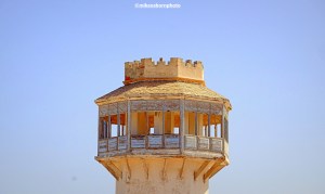 An abandoned elevated restaurant terrace on Mehari Beach in Djerba, Tunisia.