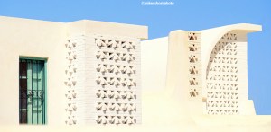 A grand, elaborate whitewashed residence on the Tunisian island of Djerba.