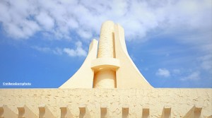A tall whitewashed architectural feature at the Iberostar Waves Mehari hotel in Djerba, Tunisia.