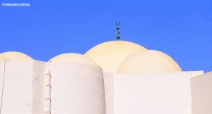 The white curves of a mosque in the Djerban town of Midoun, Tunisia.