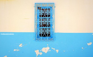 An ornate Tunisian covered window in the town of Midoun, Djerba.