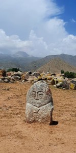 A sleeping figure in the outdoor petroglyphs museum in Kyrgyzstan.