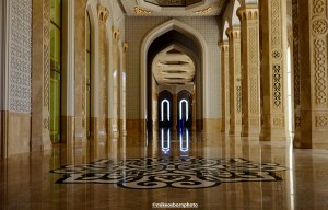 The interior hallway of the Nur-Astana mosque in Astana, Kazakhstan.