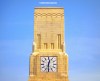 The Art Deco clock tower situated next to Blackpool's iconic tower.