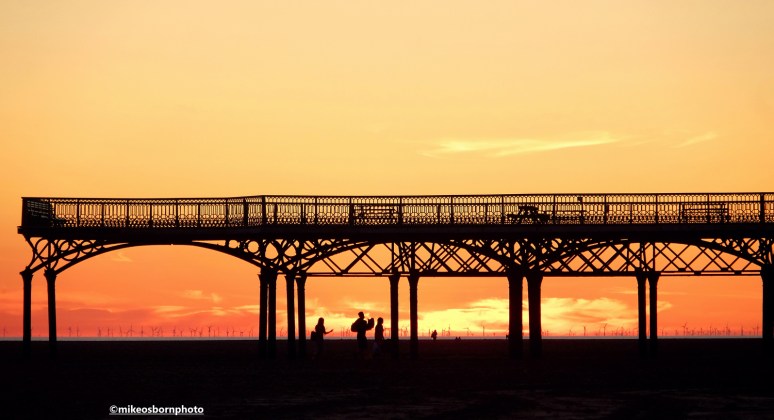 A summer sunset on St Anne's beach on the Lancashire coast.