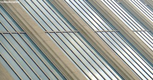 The sleek, slender panes of an Art Deco building in the Lancashire seaside resort of Morecambe.