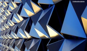 The metal cheese grater NCP multistorey car park in Salford catching the last sunlight of a November day.