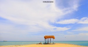A small shelter next to the Red Sea in Egypt's resort of El Gouna.